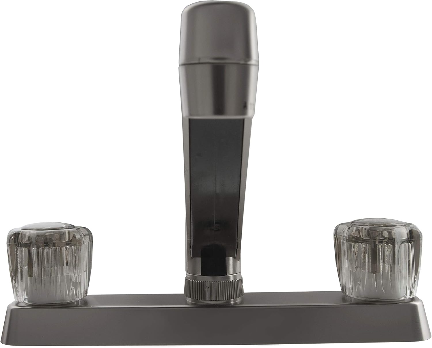 Dura Faucet DF-PK600S-BQ RV Two Handle Kitchen Sink Faucet (Bisque) | Smoked acrylic knobs give smooth, precise control of flow. Bisque Parchment. Plated ABS plastic (not metal).