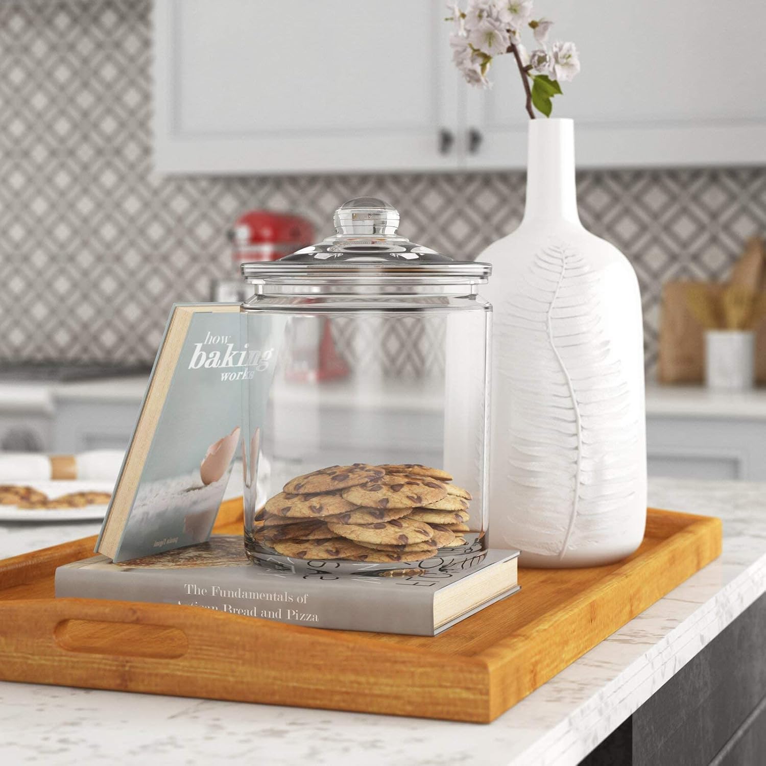 Le’raze 3pc Canister Sets for Kitchen Counter + Labels & Marker - Glass Cookie Jars with Airtight Lids - Food Storage Containers with Lids