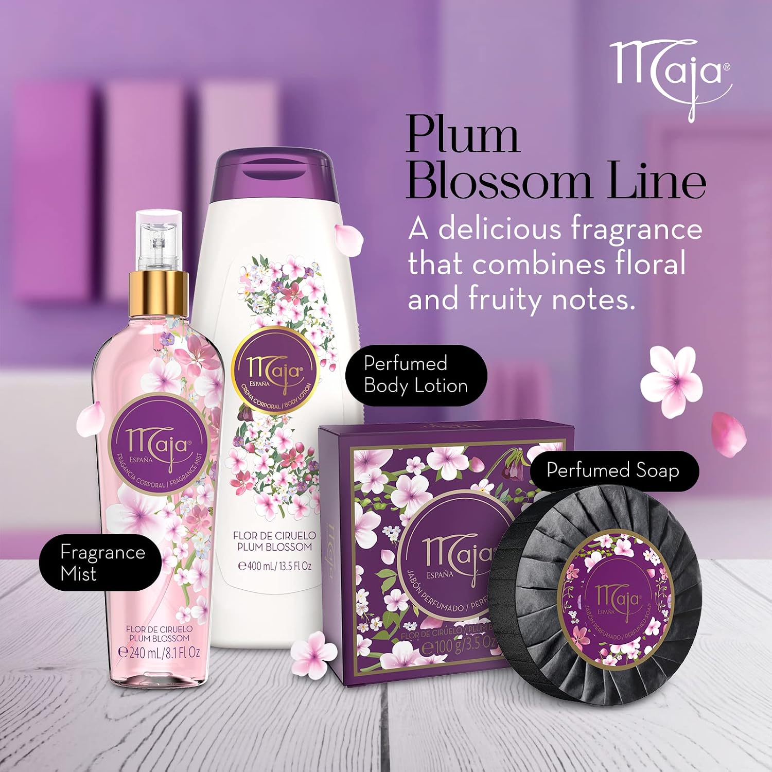 Maja Plum Blossom Body Lotion, Perfumed Body Lotion with Almond Oil and Vitamin E for Dry Skin, Keeping your Skin Hydrated