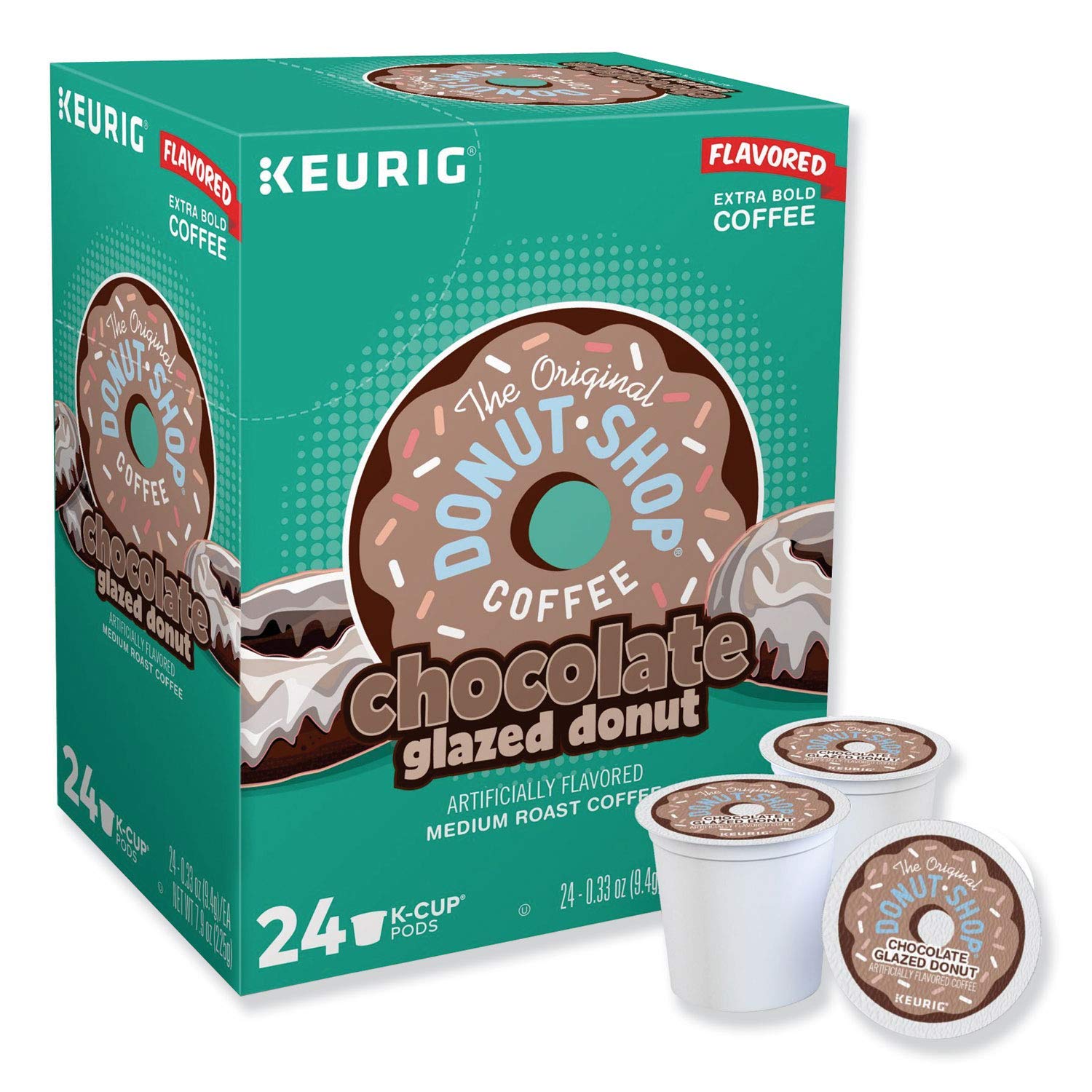 Donut House Collection Chocolate Glazed Donut, Single-Serve Keurig K-Cup Pods, Flavored Light Roast Coffee, 24 Count