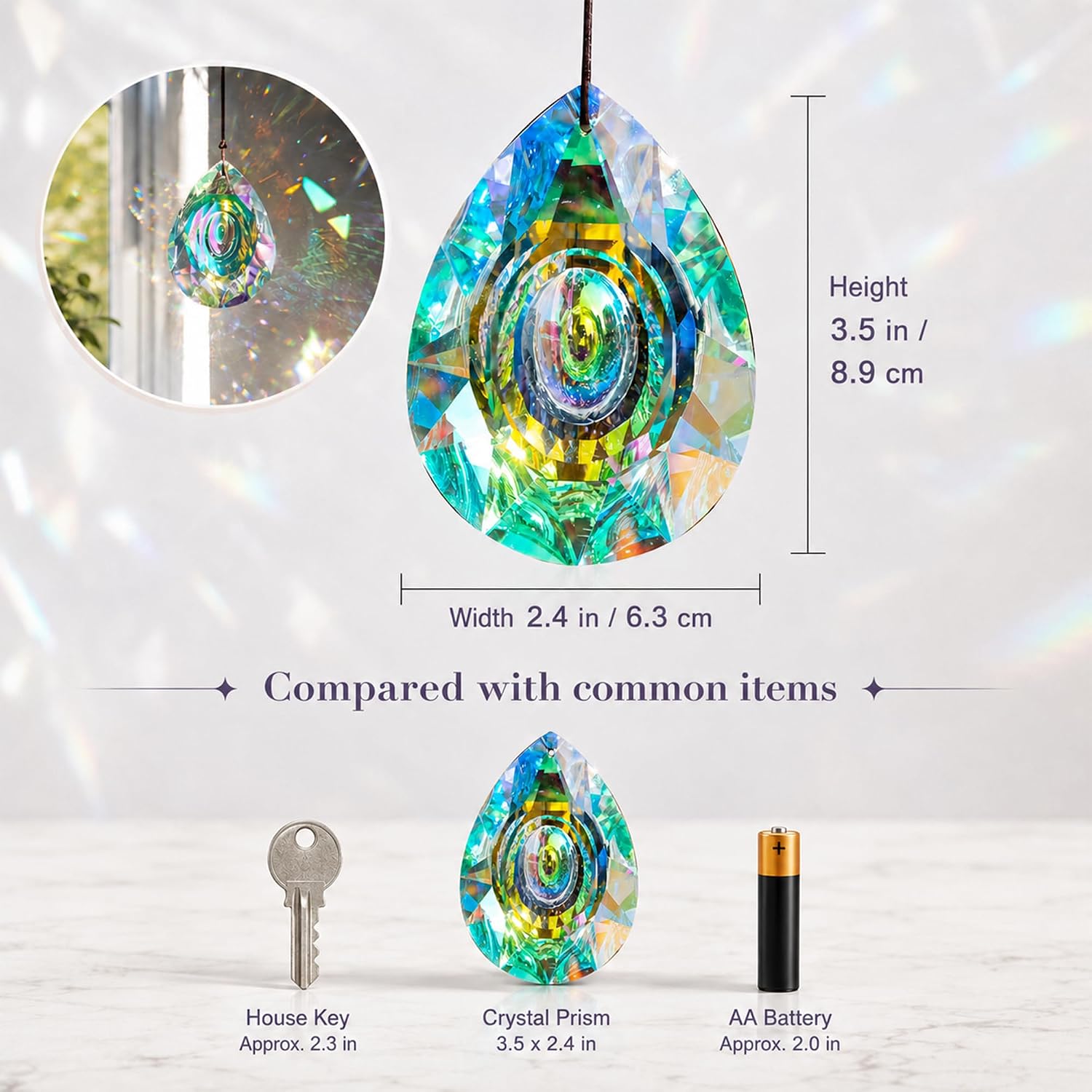 89mm/3.5in Hanging Chandelier Crystals Prism for Window Suncatchers Rainbow