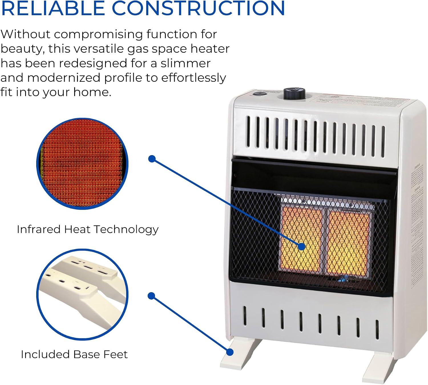 ProCom Heating Liquid Propane Ventless Infrared Plaque Heater With Base Feet - 10,000 BTU, Manual Control - Model# ML100HPA-B