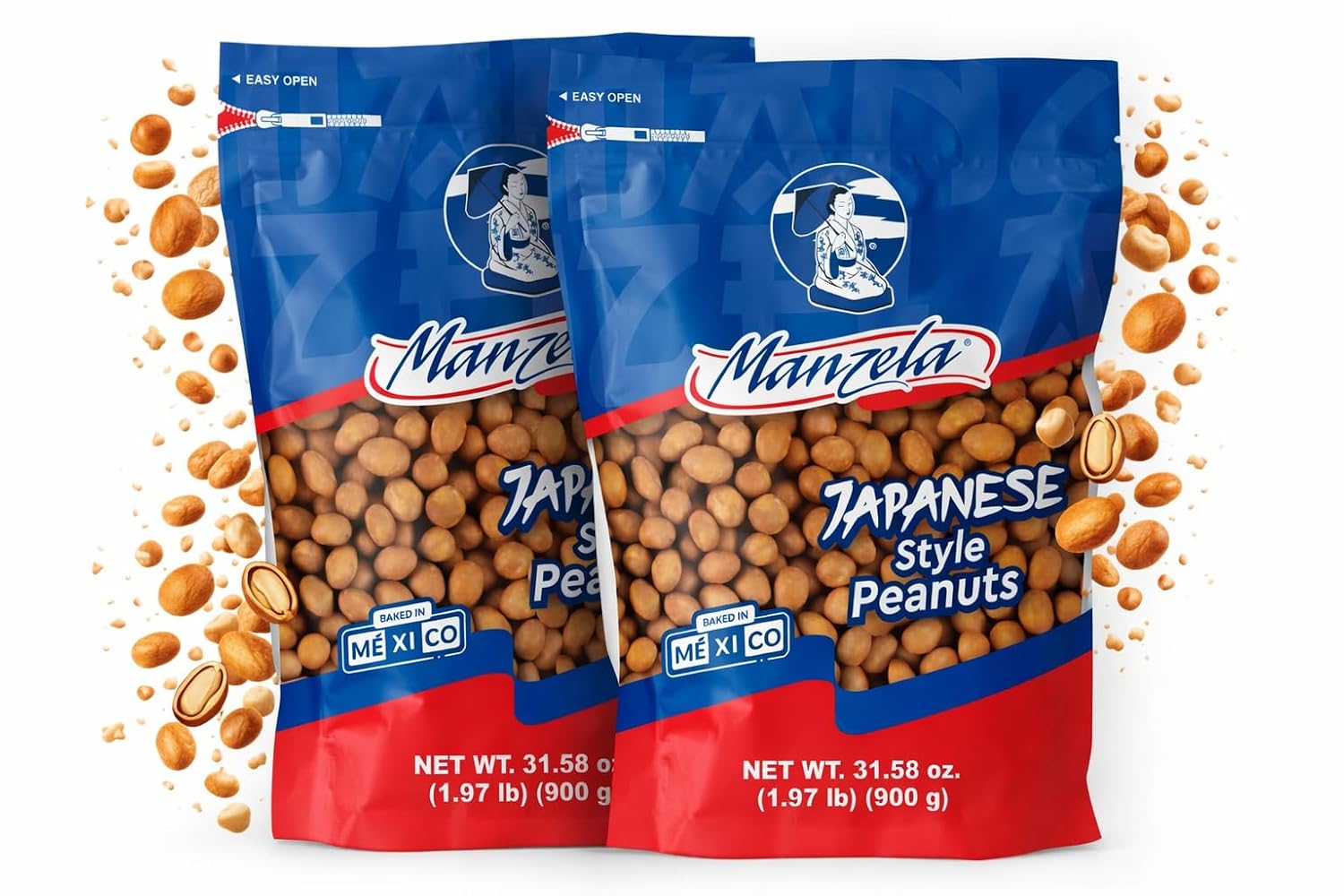 Manzela Crunchy Japanese-Style Flavor Peanuts | Large 900g Resealable Bag, Mexican Favorite with a Japanese Twist, No Artificial Flavors