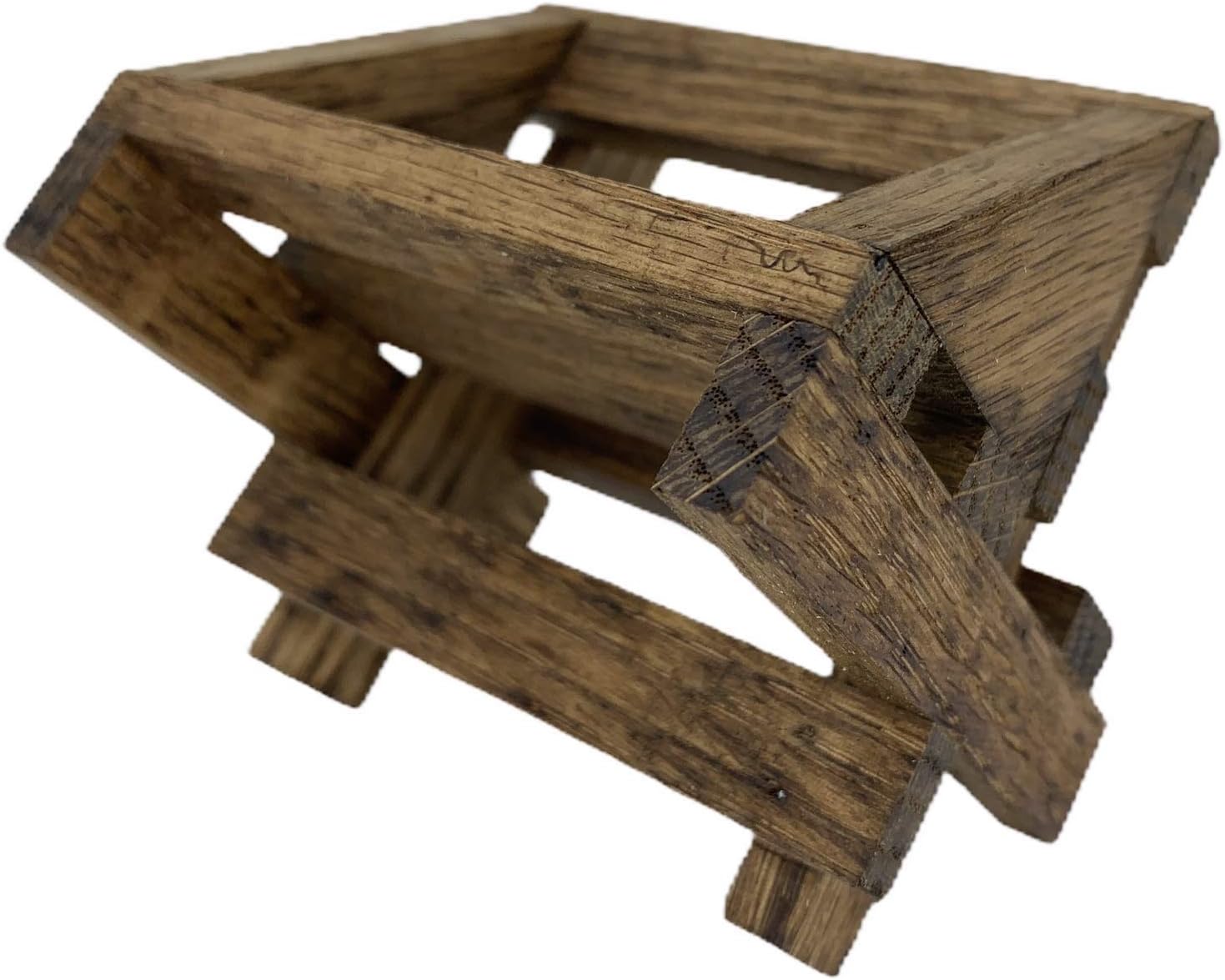 Baby Manger Oak -Angel Stand, Antique White Wood (Fits a Willow Tree Angels and Nativity Figurines)