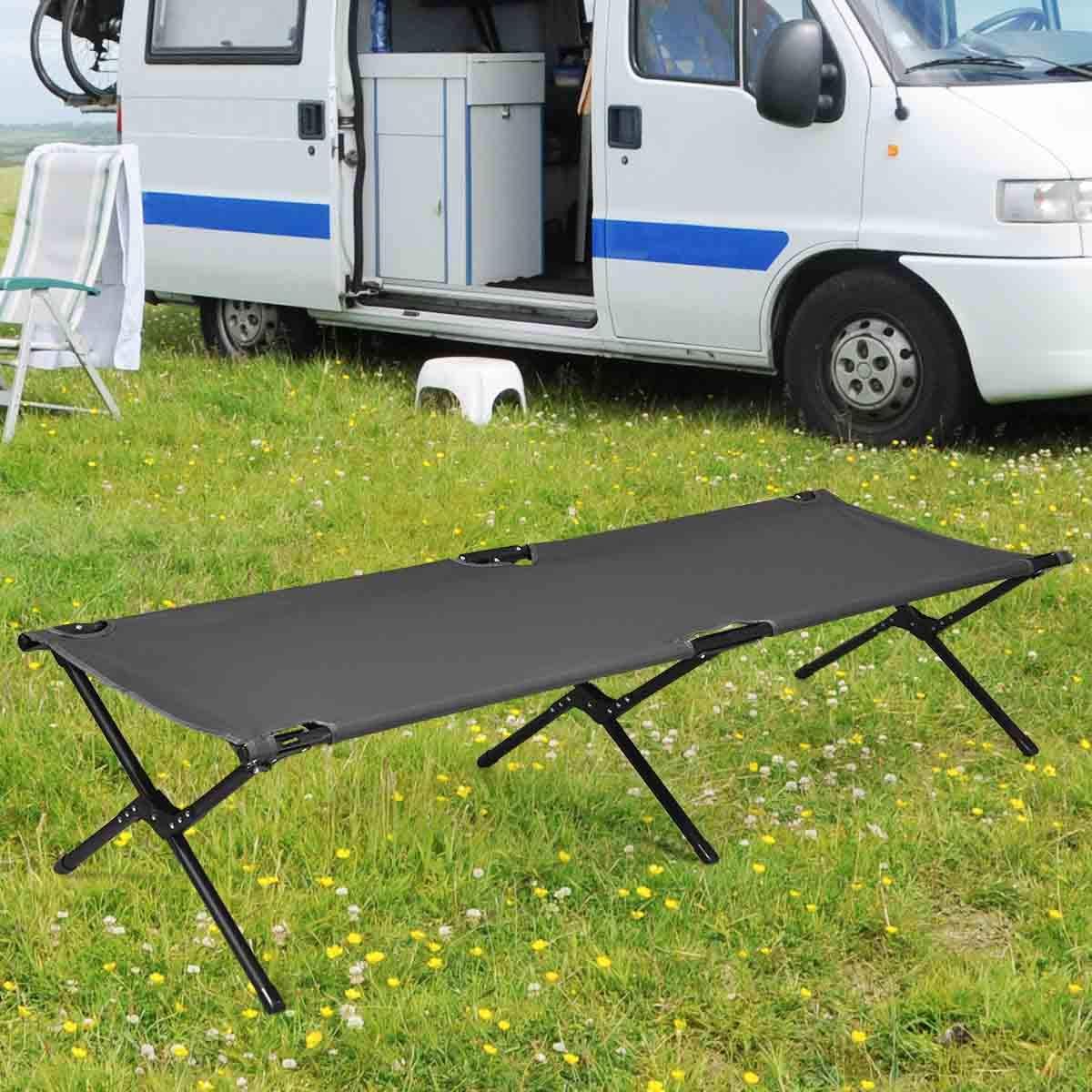 GYMAX Folding Camping Cot, Heavy Duty Portable Military Cot with Oxford Fabric