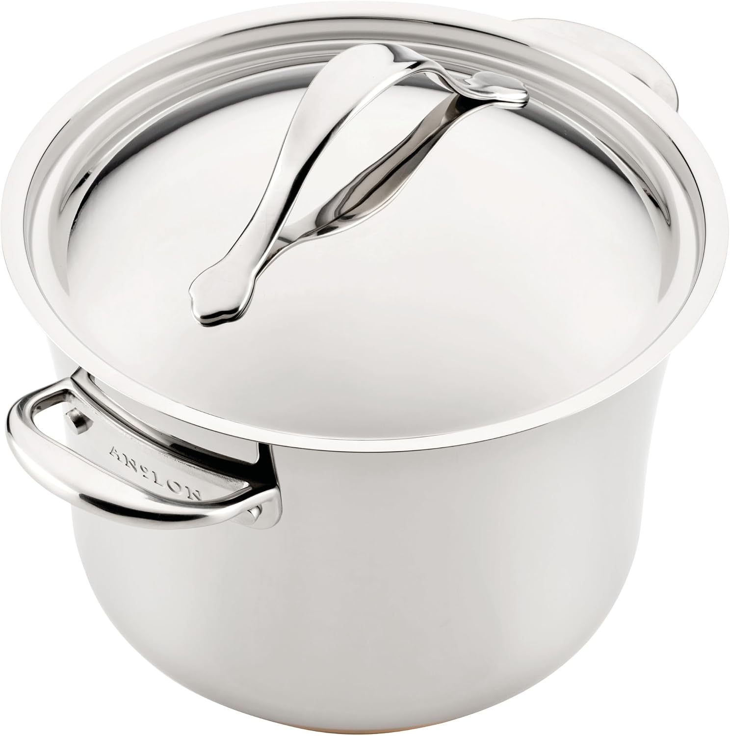 Anolon Nouvelle Stainless Steel Cookware Pots and Pans Set, 10 Piece | Stainless Steel Cookware Set with Lids, Oven Safe to 500°F, Durable Everyday Cooking, Dishwasher Safe