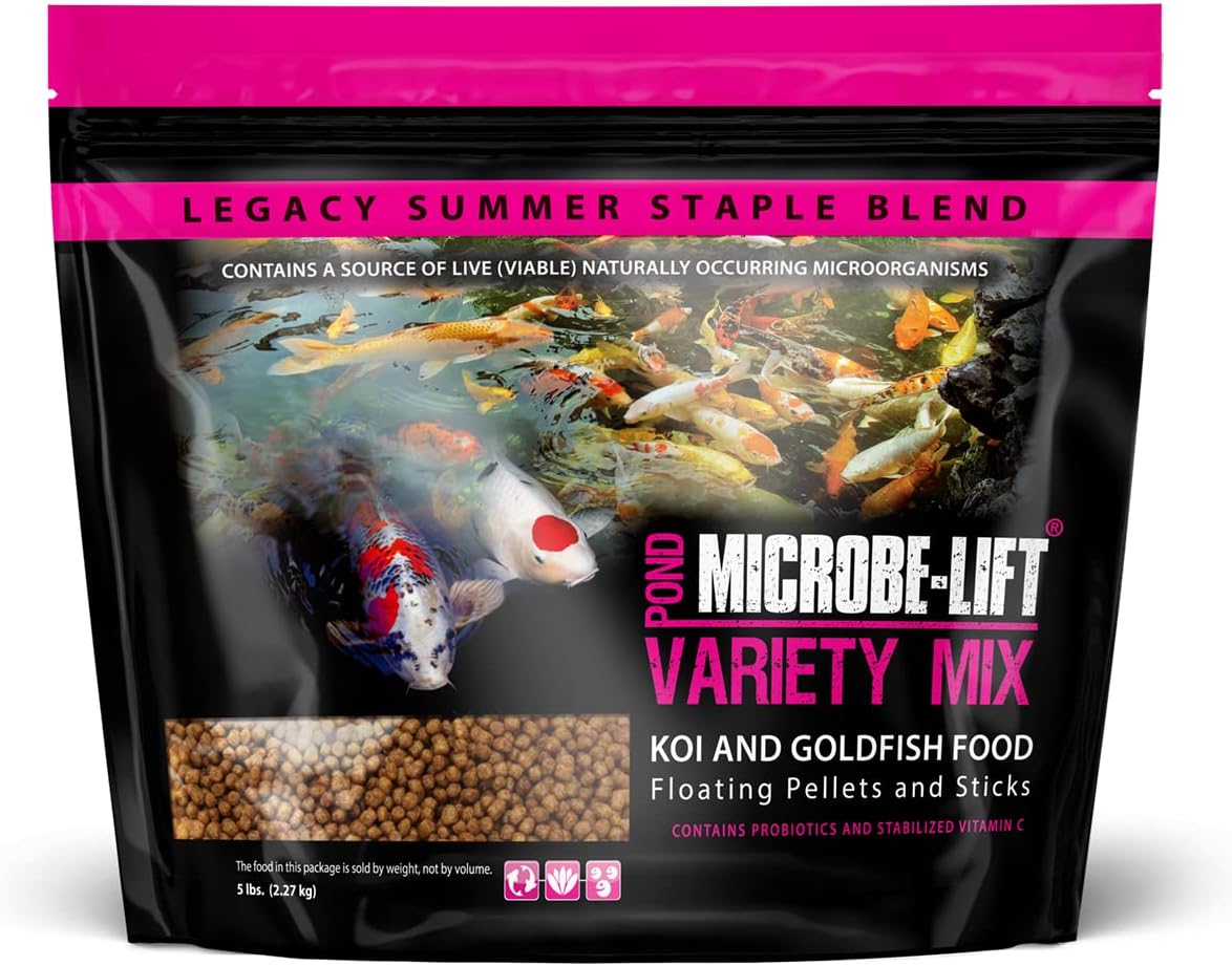 MICROBE-LIFT MLLVMXL Variety Mix Floating Fish Food Pellets and Sticks for Ponds, Water Gardens, and Fountains, for Live Goldfish and Koi, 14.5 Pounds