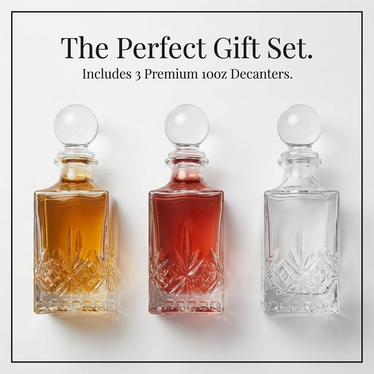 Godinger Mini Whiskey Decanter Barware Set - Dublin Crystal Collection for Liquor Whisky Vodka or Wine - 10oz, set of 3