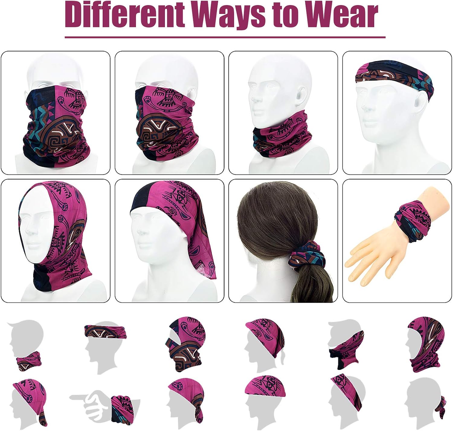 12 Pcs African Neck Gaiter Bandanas for Women