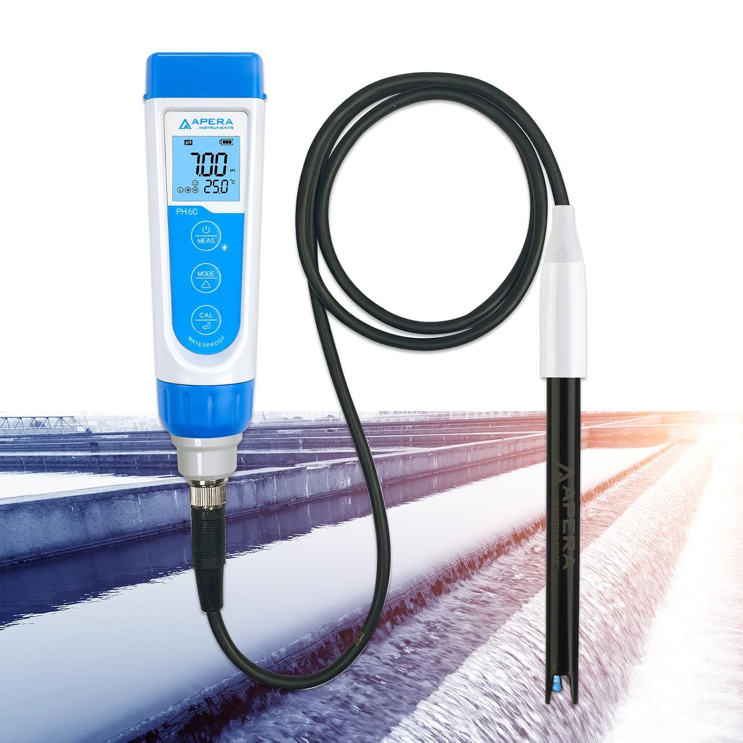 Apera Instruments AI311 Premium Series PH60 Waterproof pH Pocket Tester Kit, Replaceable Probe, ±0.01 pH Accuracy, Lcd display