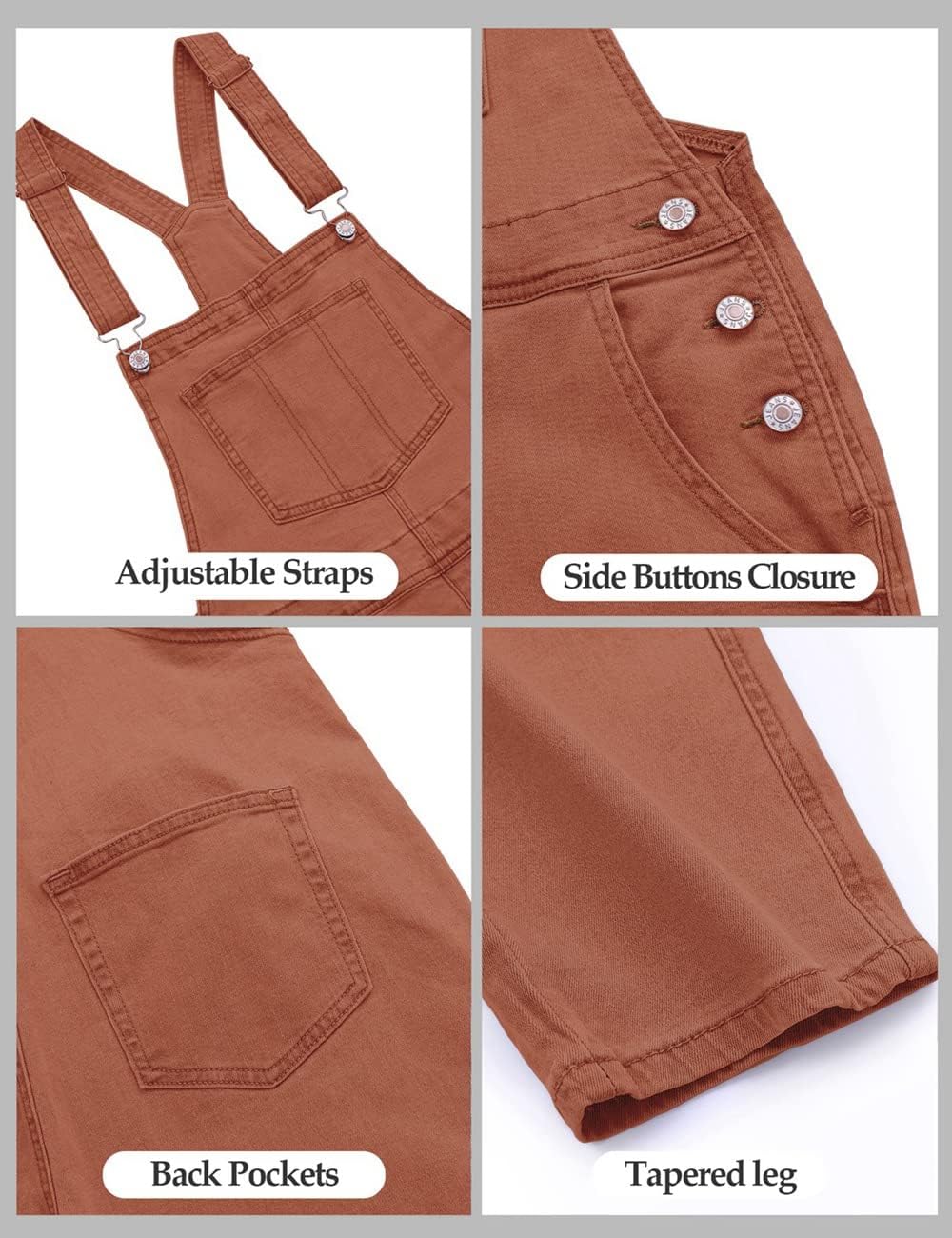 luvamia Women's Casual Stretch Adjustable Denim Bib Overalls Jeans Pants Jumpsuits
