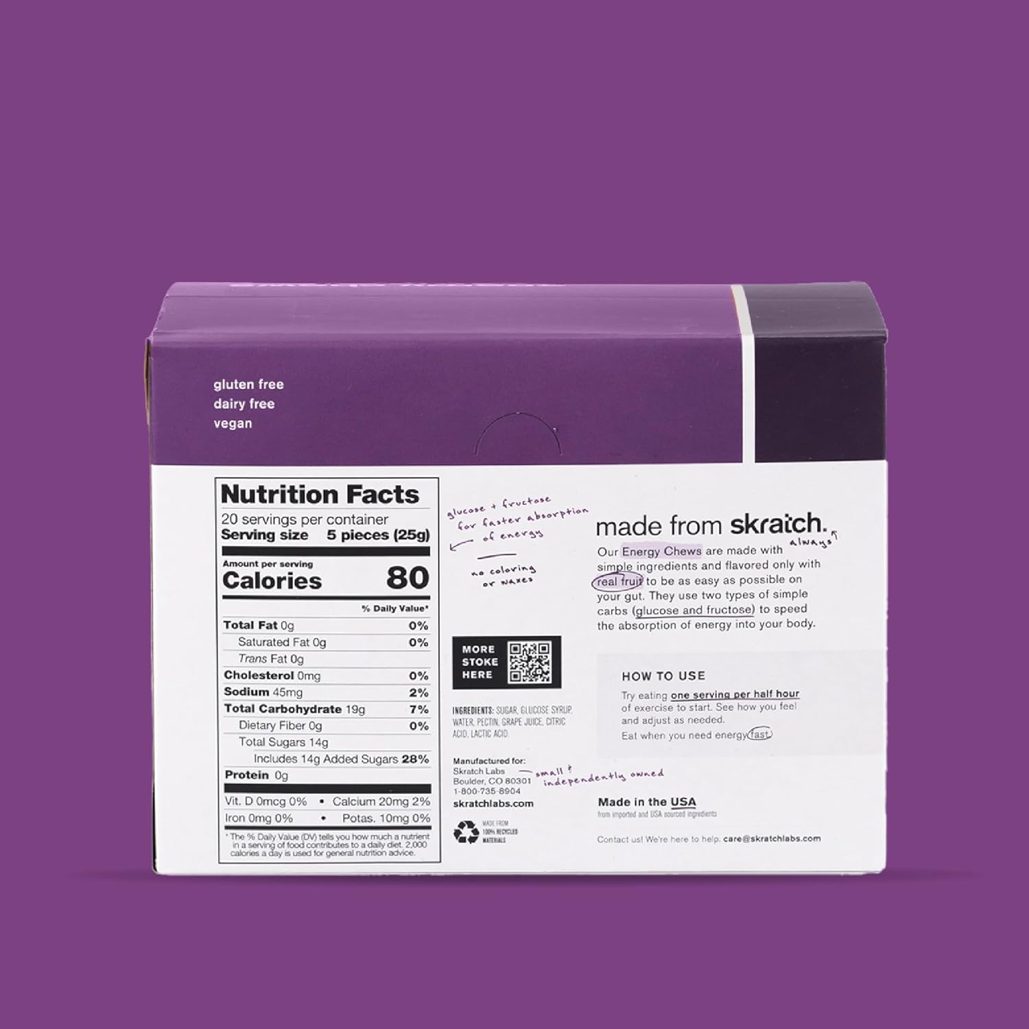 Skratch Labs Energy Chews, Caffeinated Sour Cherry, 10 Pack