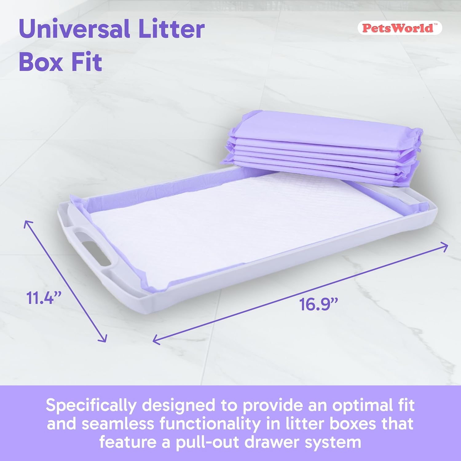 PetsWorld Universal Fit Cat Pad Refills for Litter Box, Fresh Scent, Odor Control, Pack of 200