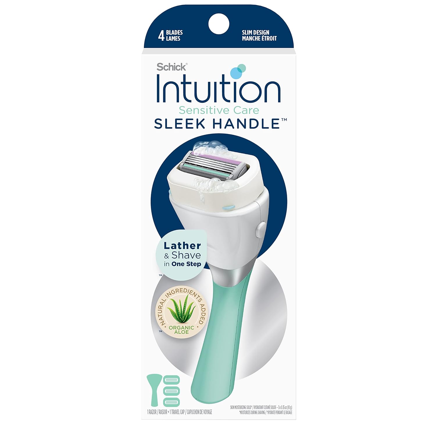 INTUITION Schick Refill, Razors for Women Sensitive Skin | Intuition Razor Blades Refill with Organic Aloe, Razor Refills , 6 Count (Pack of 1)