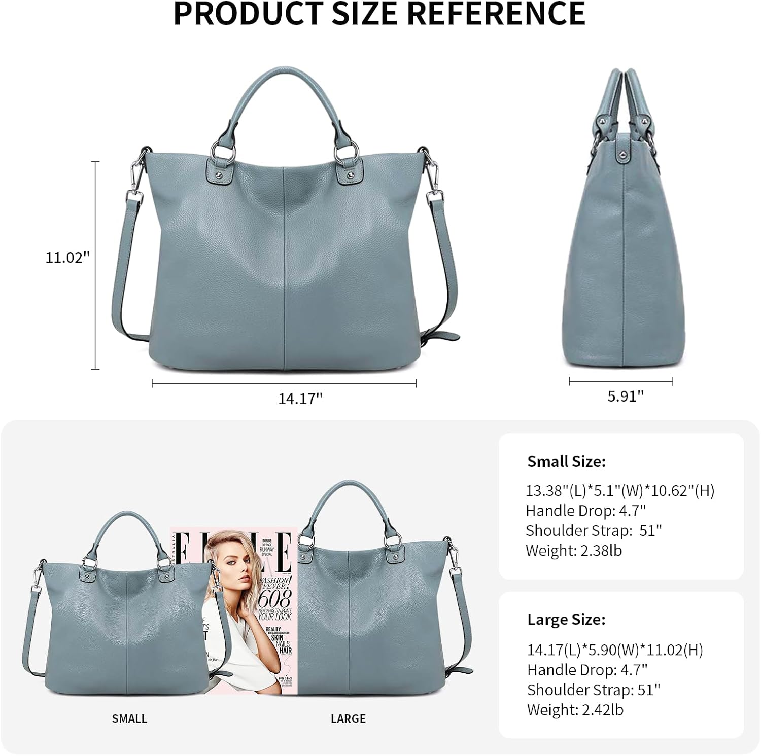 Kattee Genuine Leather Tote Purse for Women, Top Handle Satchel | Soft genuine leather tote with roomy storage and versatile carry for work, shopping, and travel.