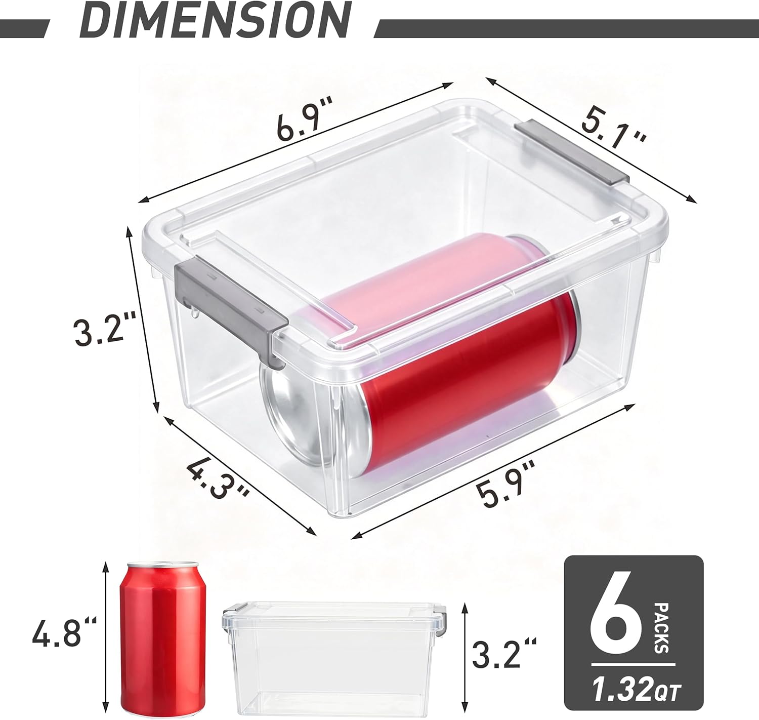 Citylife 10Packs 1.3Qt Small Storage Bins with Lids,Stackable Clear