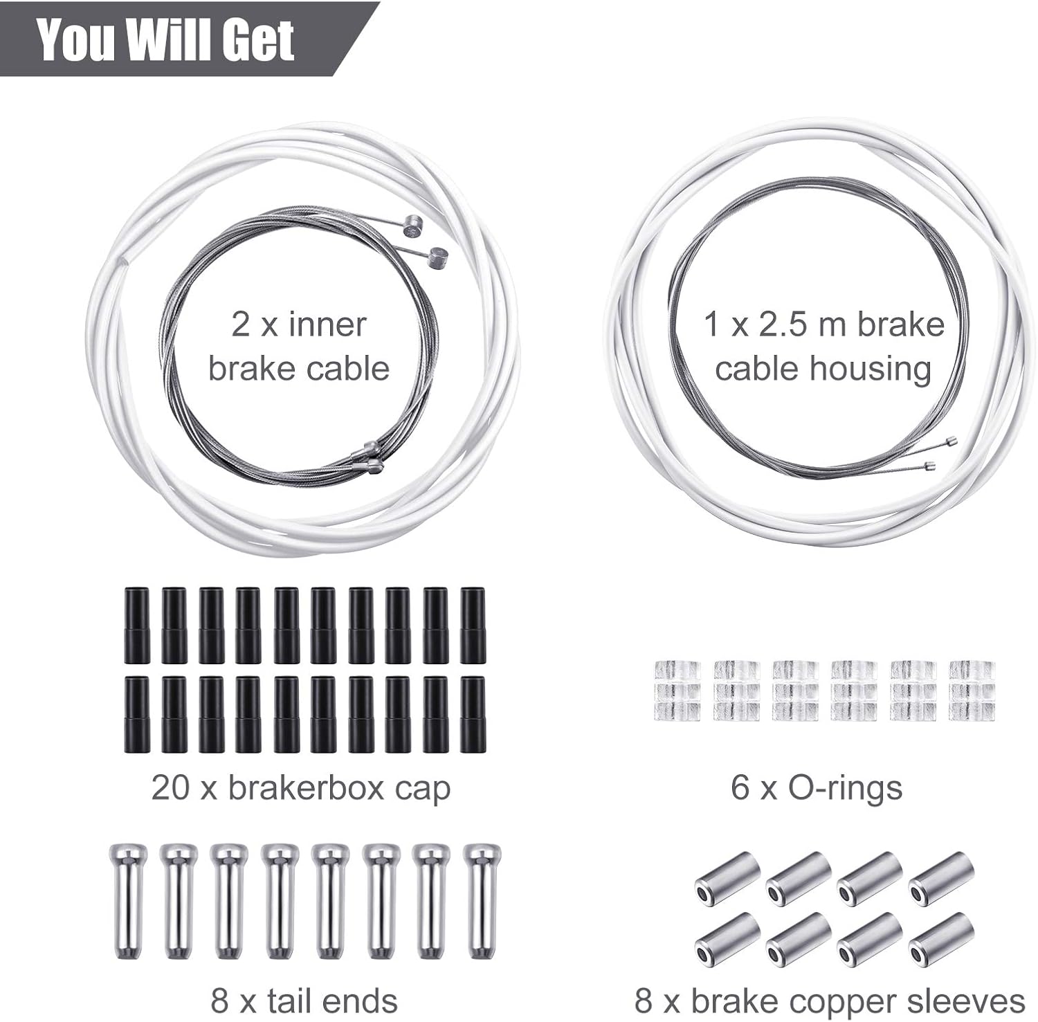 Boao Universal Bike Brake Cable Kit Bicycle Cable Housing Set