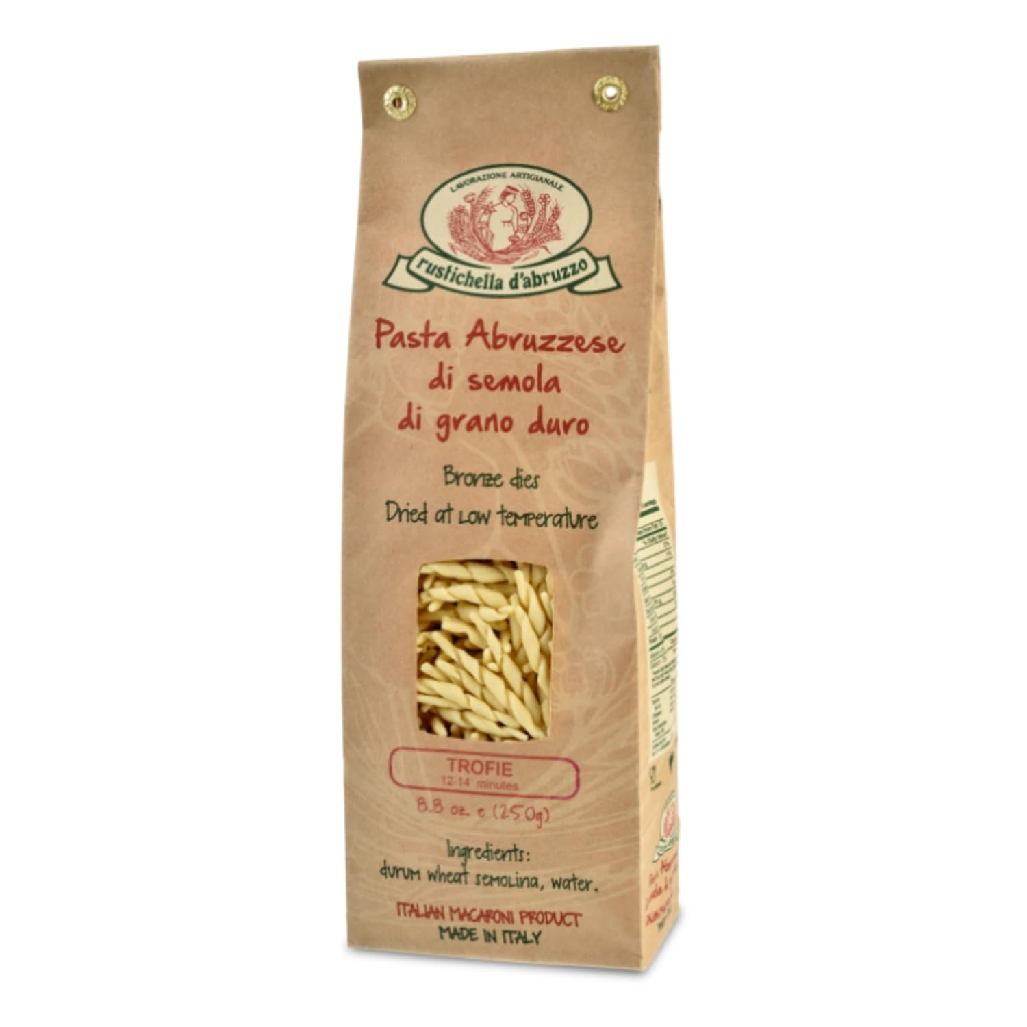 Rustichella d'Abruzzo Trofie Pasta - Authentic Italian Durum Wheat Semolina, Traditional Ligurian Shape