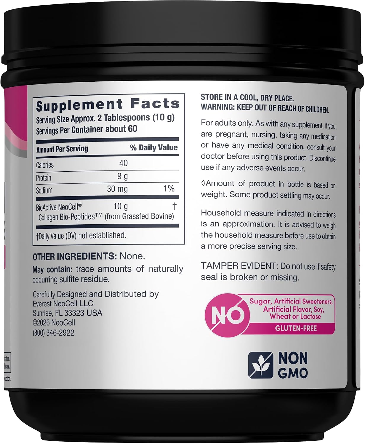 NeoCell Grassfed Collagen Peptides Powder | 7 oz | Unflavored | for Women and Men | Hair, Skin, & Nails