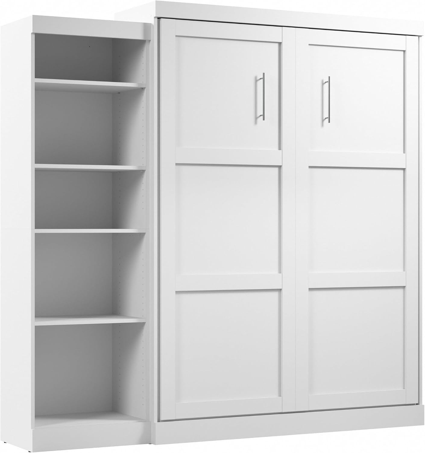 Bestar Pur Queen Murphy Bed, 65-inch Space-Saving Sleeping Arrangement for Multipurpose Area, Bedroom, Guest Room, or Living Room | Dual piston mechanism; for guest room or multipurpose space; Shaker-inspired trim with metal handles