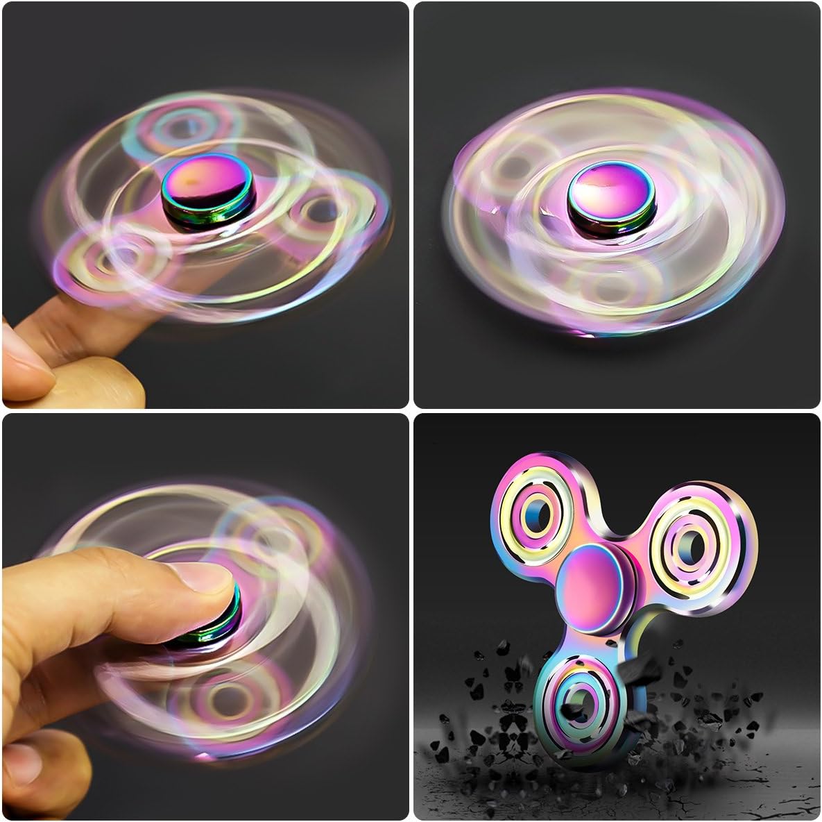 ATESSON Fidget Spinner Toy 2 to 5 Min Spins Durable Stainless Steel Bearing High Speed Metal Material Hand Spinner Stress Relief Anxiety Relieves