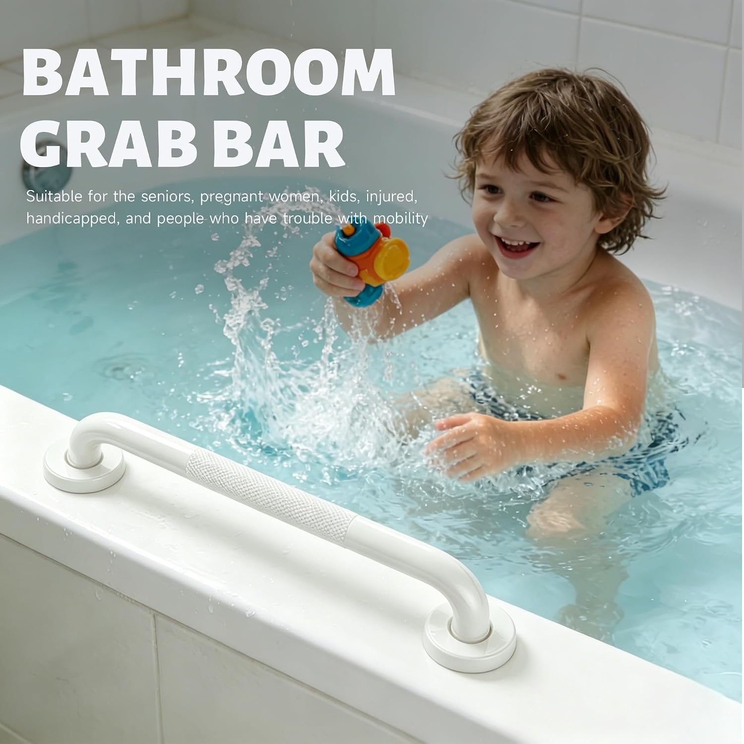 12 Inch Shower Grab Bar 1.25" Dia,Brushed Nickel Anti Slip Bathroom Grab Bar, 304 Stainless Steel Knurled Handicap Grab Bars, Safety Support Handrail,Bath Shower Handle for Elderly Injury Senior