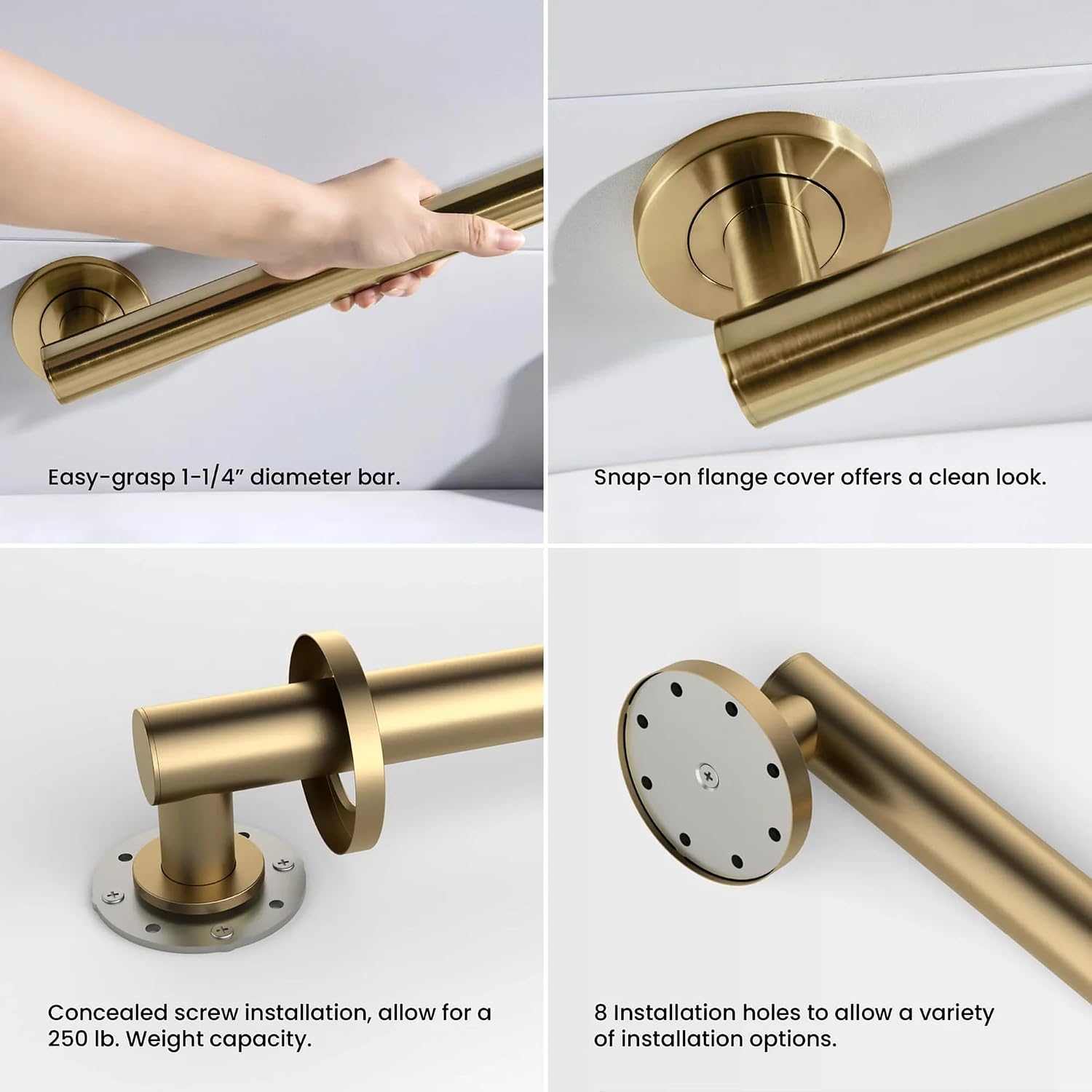 36 Inch Stainless Steel Bathroom Safety Grab Bar | Straight Shaped Grab Bar for Bathtubs and Showers, Shower Safety Grab Bars for Seniors, Wall Mounted Anti-Slip Support (Brushed Nickel, KGB1136)