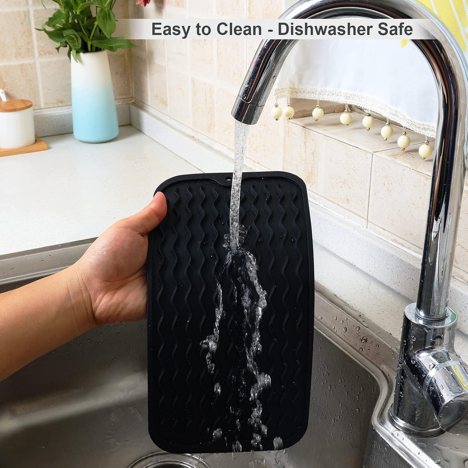 ZLR Silicone Dish Drying Mat for Kitchen Counter, Eco-Friendly Fast Dry Dish Mat, Easy Clean Multi Usage Drying Matt, Heat Resistant Trivet