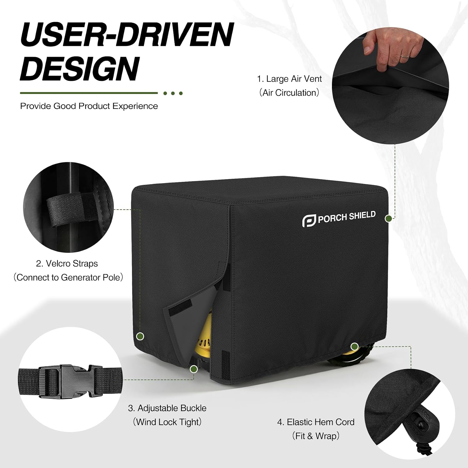 Porch Shield Waterproof Universal Generator Cover 32 x 24 x 24 inch - for Most Generators 5000-10000 Watt, Black