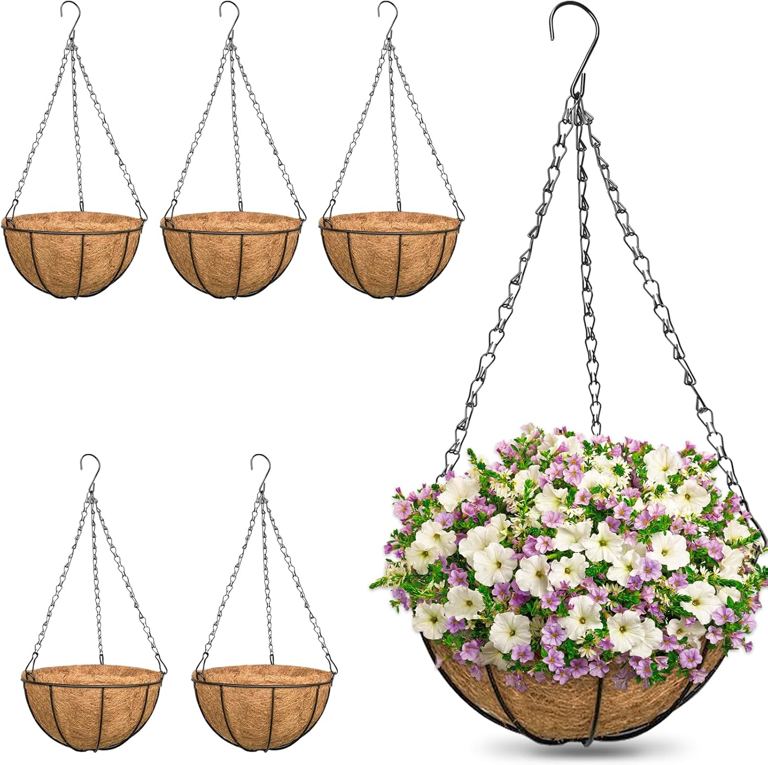 ZeeDix 3 Pack 10 Inch Metal Hanging Baskets