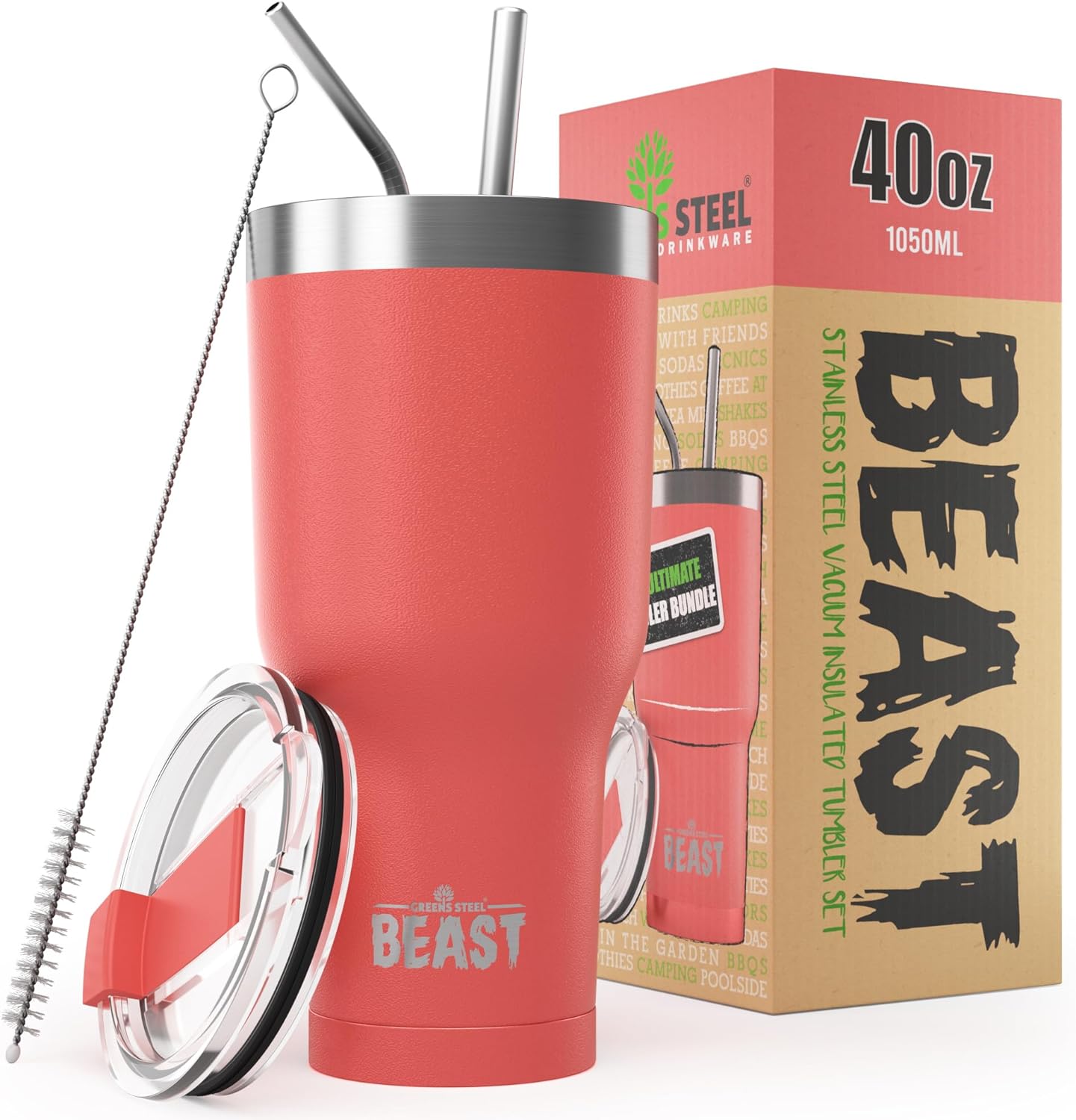 Beast 30 oz Tumbler Stainless Steel Vacuum Insulated Coffee Ice Cup Double Wall Travel Flask (Cupcake Pink)