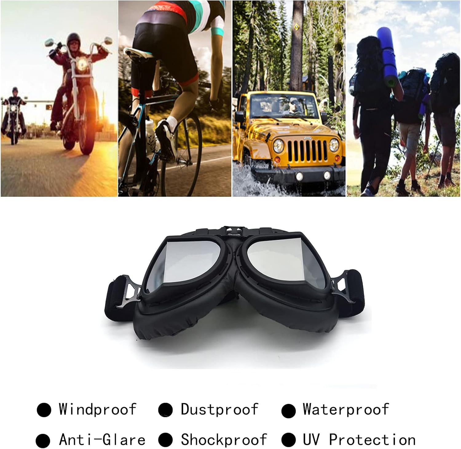 Motorcycle Goggles Anti Fog&Wind&Dust&Sand Aviator Pilot Motocross | Dirt Bike Atv Riding Goggles with Yellow Lens,Fit Over Glasses or Helmet