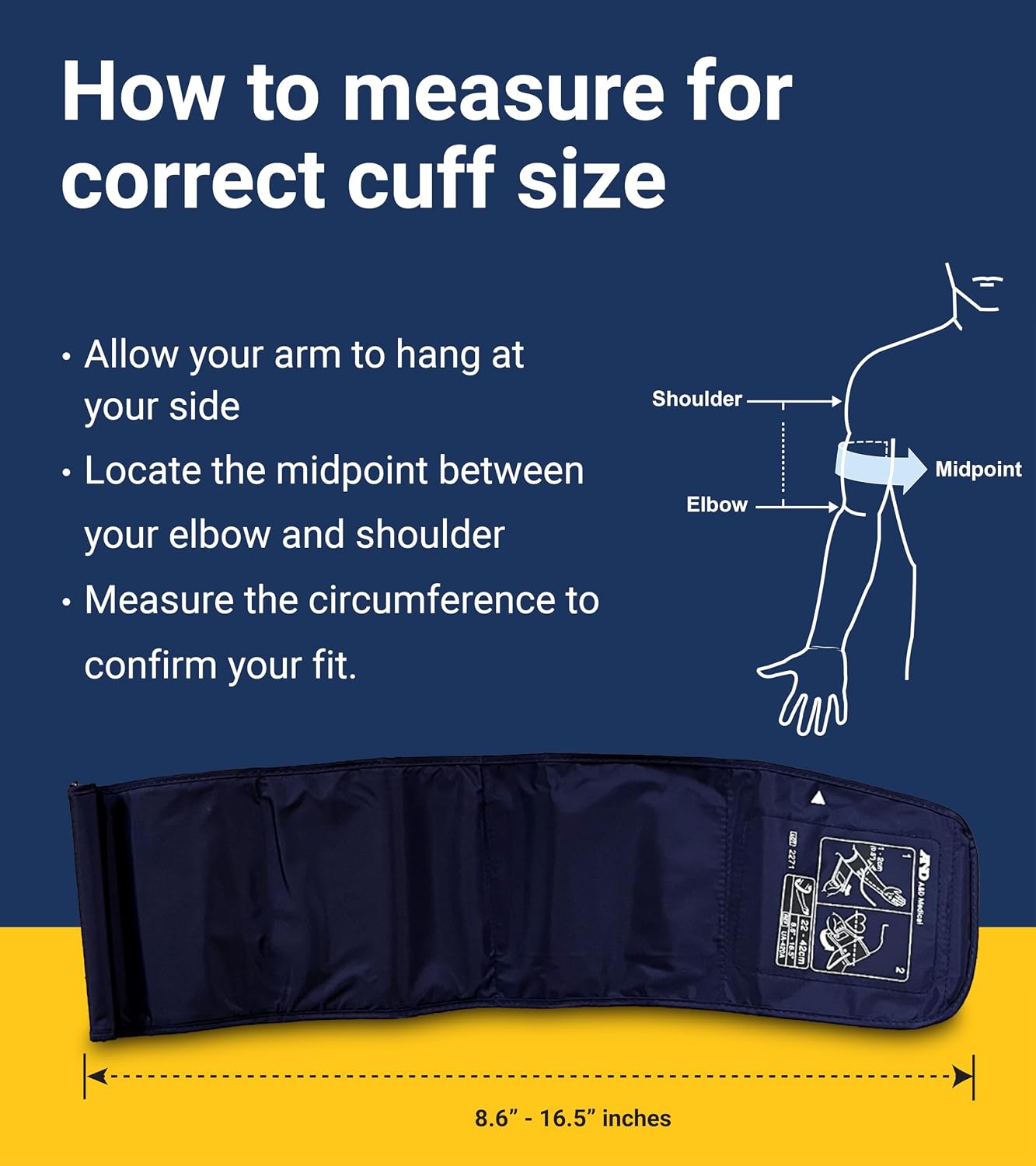 A&D Medical UA-767F Blood Pressure Monitor, 4 Users, Wide Cuff 8.6-16.5" | Wide-Range Cuff (8.6-16.5"), One Button Operation, 60 Readings Per User (4), Cuff Fit Detection Error, Includes 4 Batteries