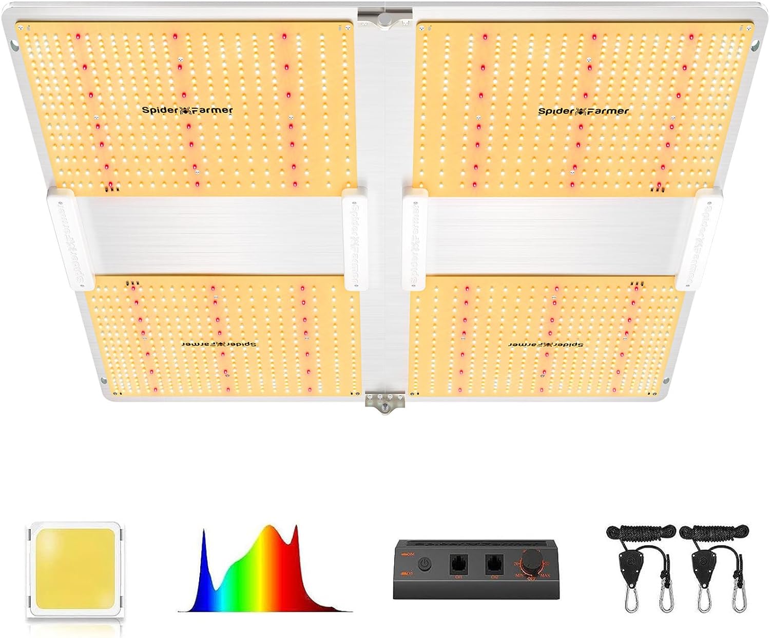 Spider Farmer SF1000 LED Grow Lights for Indoor Plants in 2x2/3x3 Grow Tent | 100W Dimmable Full Spectrum Grow Light, New-Gen High-Efficiency Diodes 2.5 PPE System for Seed Starting, Vegetables & Bloom