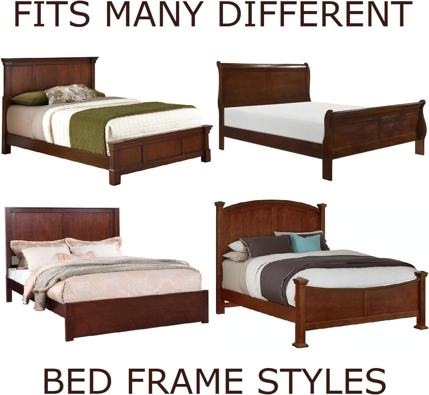 Heavy-Duty Hook-On 82" x 6" Replacement Queen/King Wood Bed Side Rails, Bed Frame (Medium Finish)