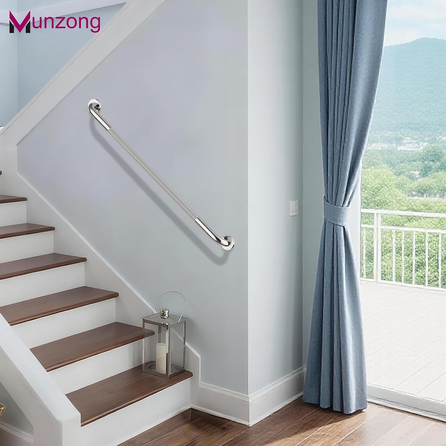 Munzong 3 Pack Commercial Handicap Grab Bars 18" 36" 42" Brushed Nickel | Bathroom Grab Bar for Shower 1.25" Diameter Anti Slip Bathroom Balance Bar Safety Hand Rail for Elderly Injury Senior