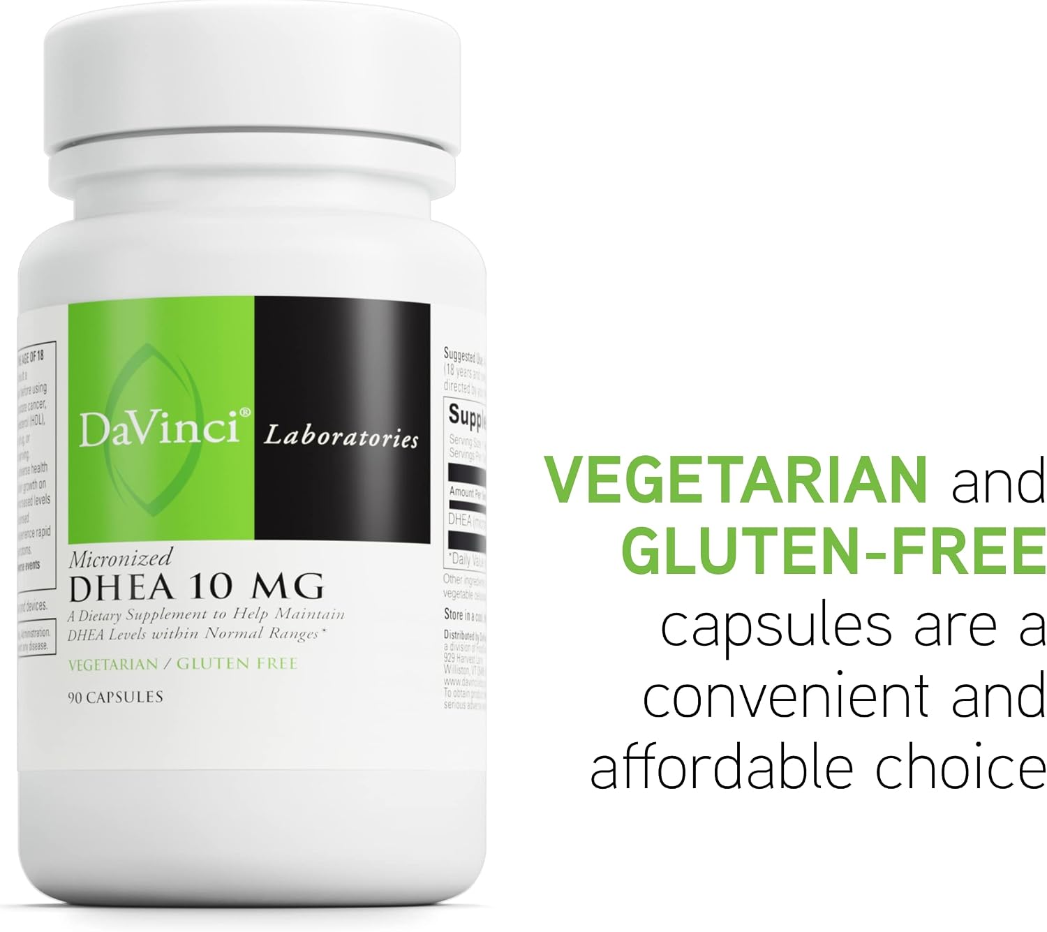 DAVINCI Labs Micronized DHEA 10mg - Helps to Support Healthy Aging, Hormone Balance, Brain Health, Thyroid Function & More - Vegetarian, Gluten-Free - 90 Capsules