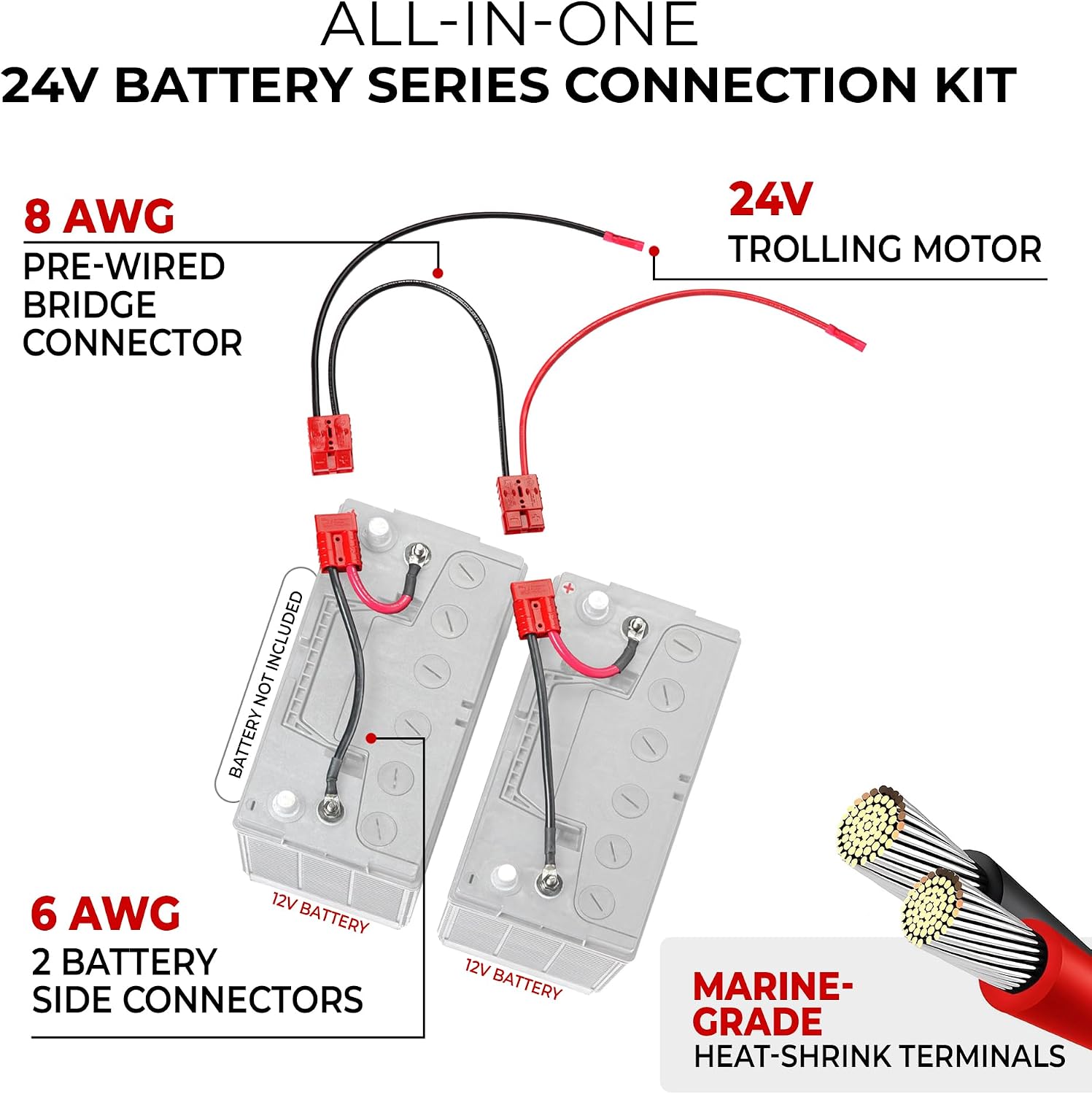 Connect-Ease RCE24VBK 24-Volt Trolling Motor Connection Kit with Out On-Board Charging