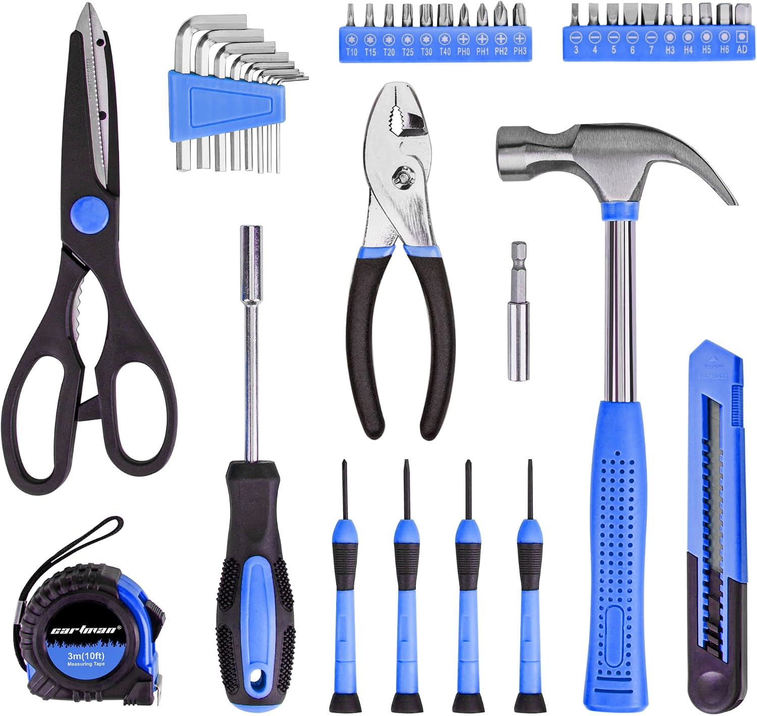 CARTMAN 39-Piece Household Tool Set, Orange Hand Kit With Storage Case | Complete assortment for home repairs, DIY projects, furniture setup, crafting, and daily household fixes in toolbox.