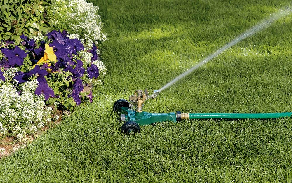 Orbit 56186N Lawn and Garden 1/2-Inch Brass Impact Sprinkler with Metal Wheel Base