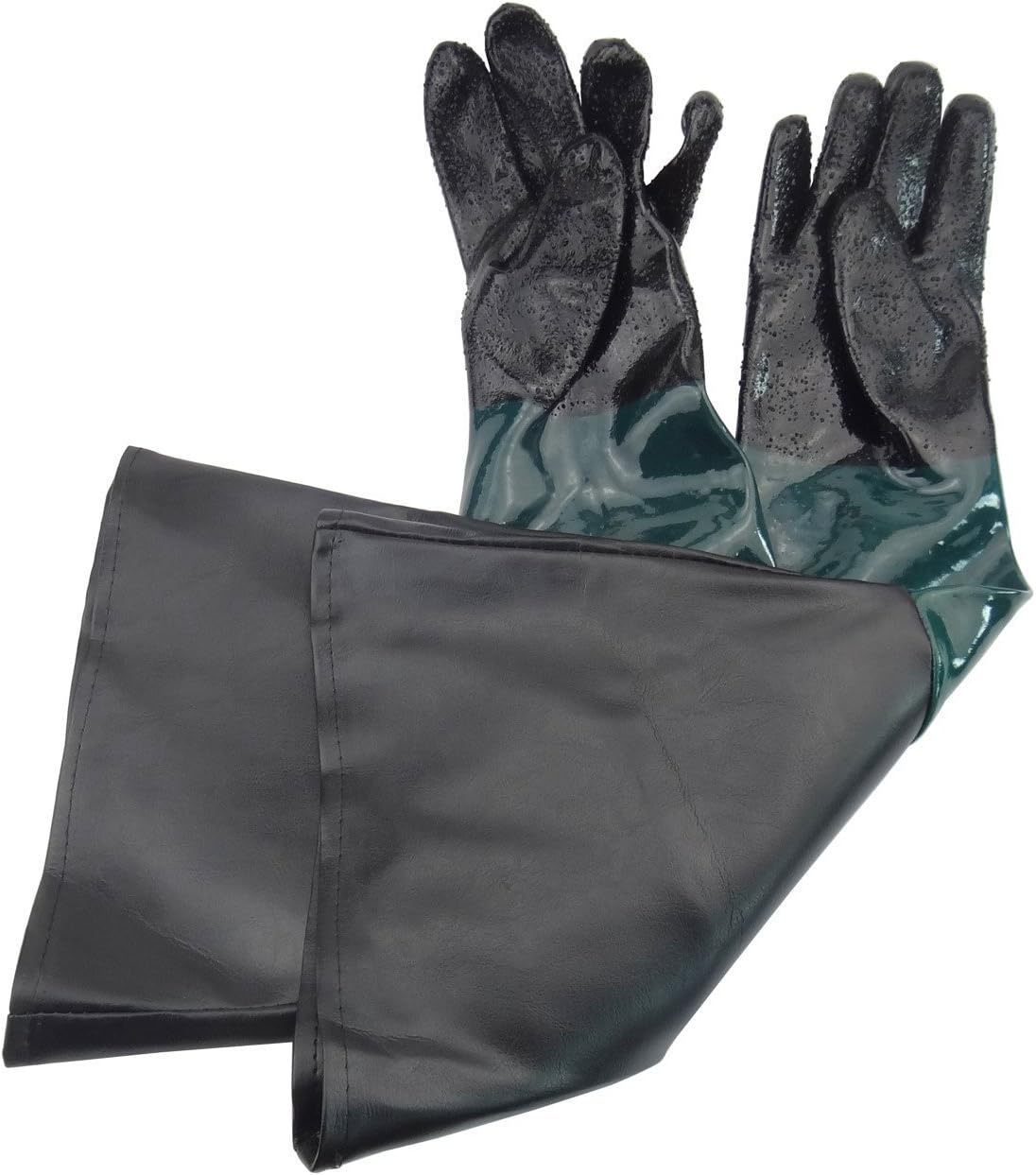 23.6" Rubber Sandblast Cabinet Gloves,Sandblasting Sand Blaster Gloves for Sandblaster Blast Abrasive Cabinet