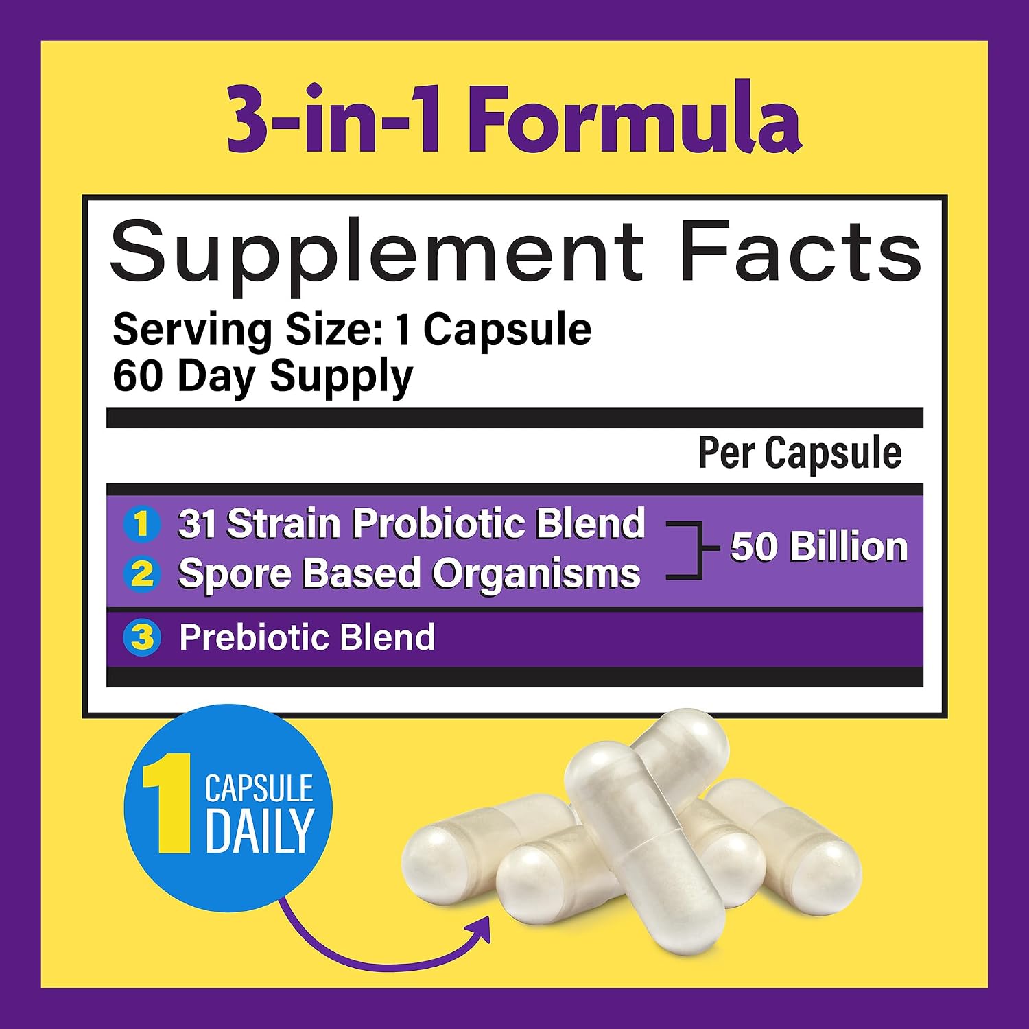 InnovixLabs Multi Strain Probiotics for Women & Men (60 Capsules) | Helps Supports Immune & Gut Health, 31 Probiotic Strains + Prebiotic Fiber