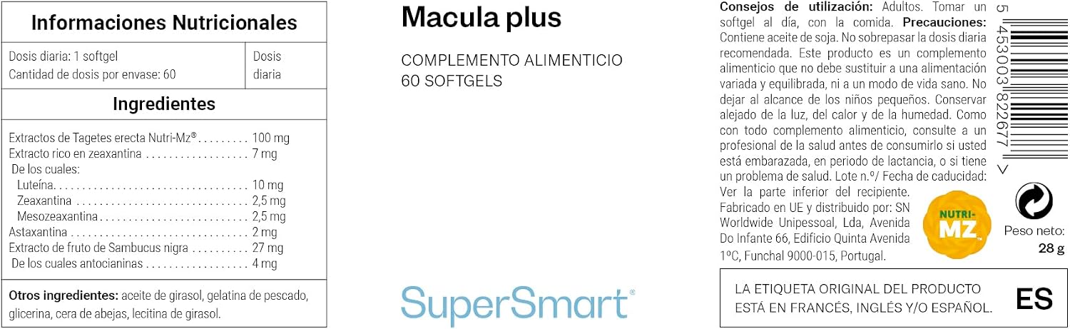 Supersmart - Macula Plus (High Potency Complex) - with Lutein, Zeaxanthin, Astaxanthin