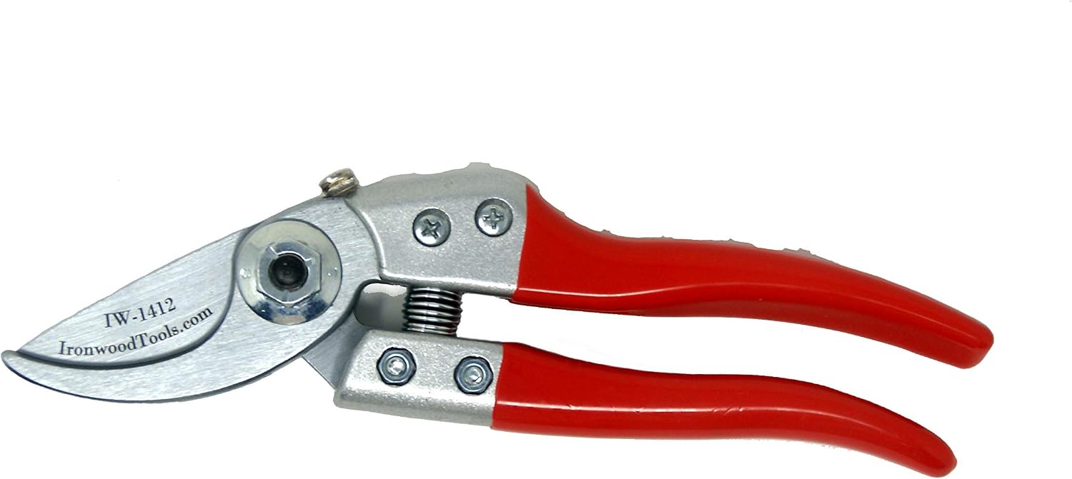 Ironwood Tool Company Quick Release, Never Fail Lock, Small 8” Bypass Pruner Cutter IW1412 with Sap Grove