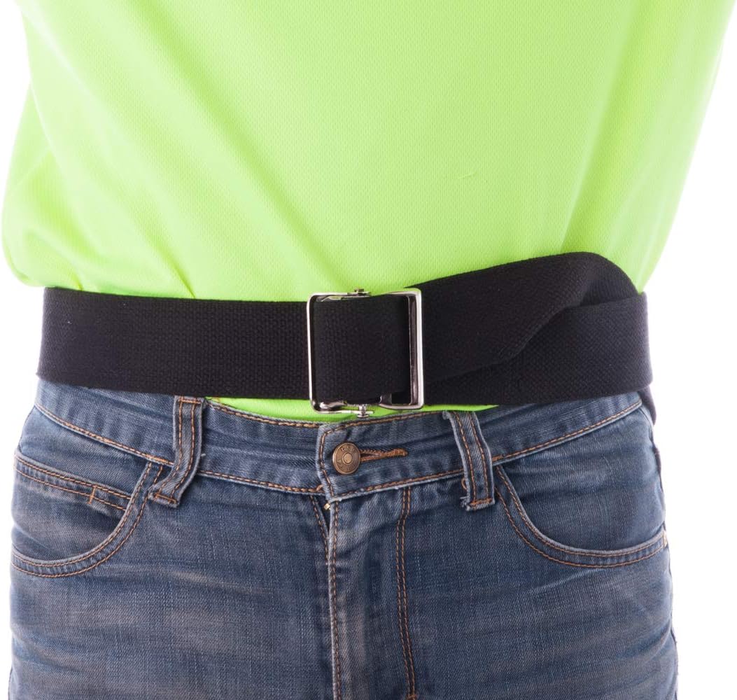 COW&COW Transfer and Gait Belt with Metal Buckle - Transfer Walking and Standing Assist Aid for Caregiver Nurse Therapist 2 inches (Beige with Stripes, 60")