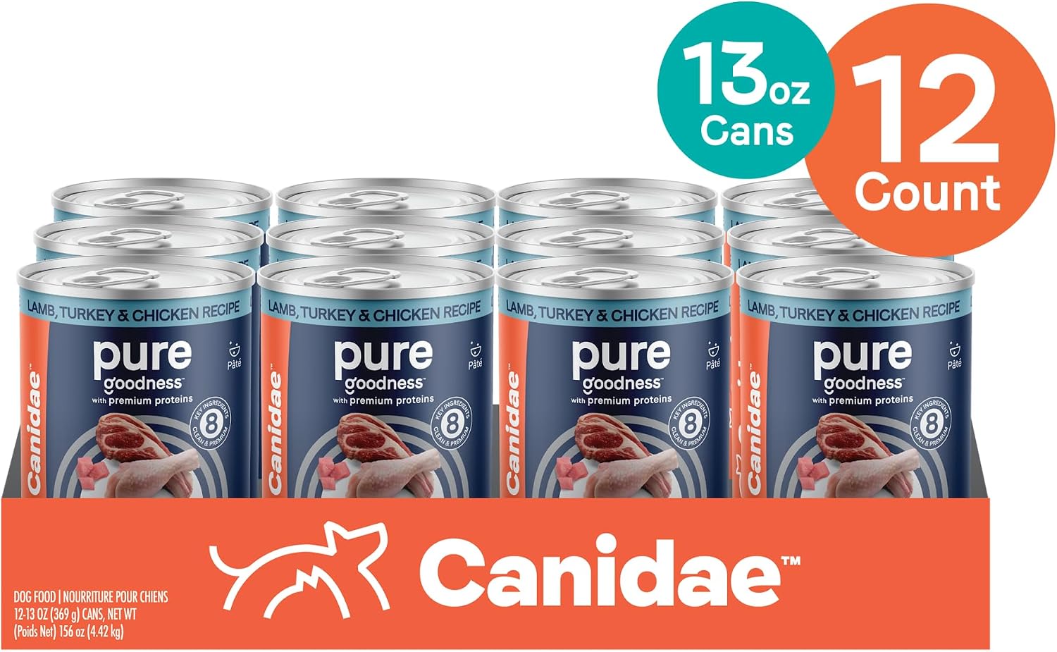 CANIDAE Pure Goodness Wet Dog Food, Salmon & Sweet Potato, 13 oz, 12 Pack