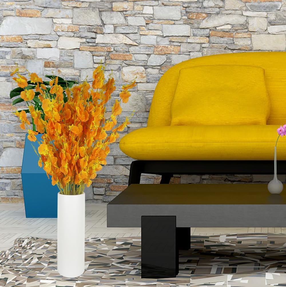 Yellow Artificial Flowers Orchids Silk Fake Flowers in Bulk, 12 Pcs (Each 38.5”), for Wedding Festive Party Home Office Decoration, No Include Vase