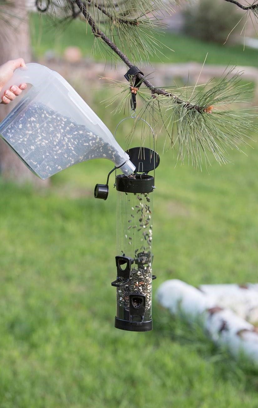 More Birds 3-in-1 Super Tote, 5 lb Capacity Container | Easy Grip Handle & Stackable Design, Portable Seed Holder & Dispenser for Backyard Birding and Wildlife, 100-SF-TOTE