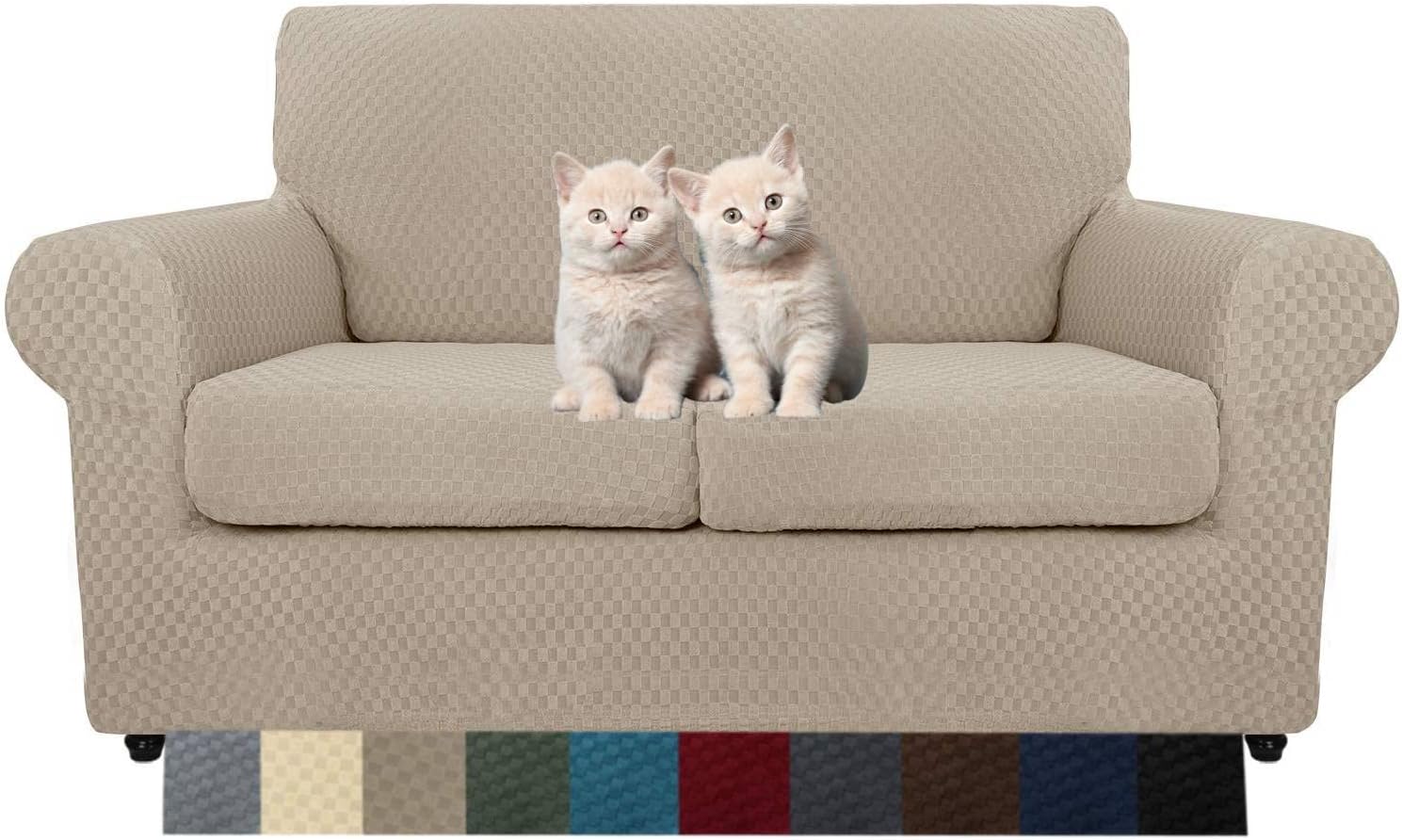 MAXIJIN Latest Recliner Slipcovers for Living Room 4 Pieces Stretch Jacquard Recliner Chair Cover Soft Fitted Recliner Protector with Elastic Bottom