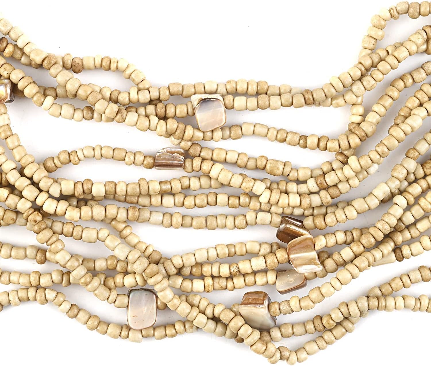 Shop LC Seed Bead Wooden Buckle Stretch Bracelet Multi Strand Layered Necklace Jewelry Set for Women Birthday Gifts 18"